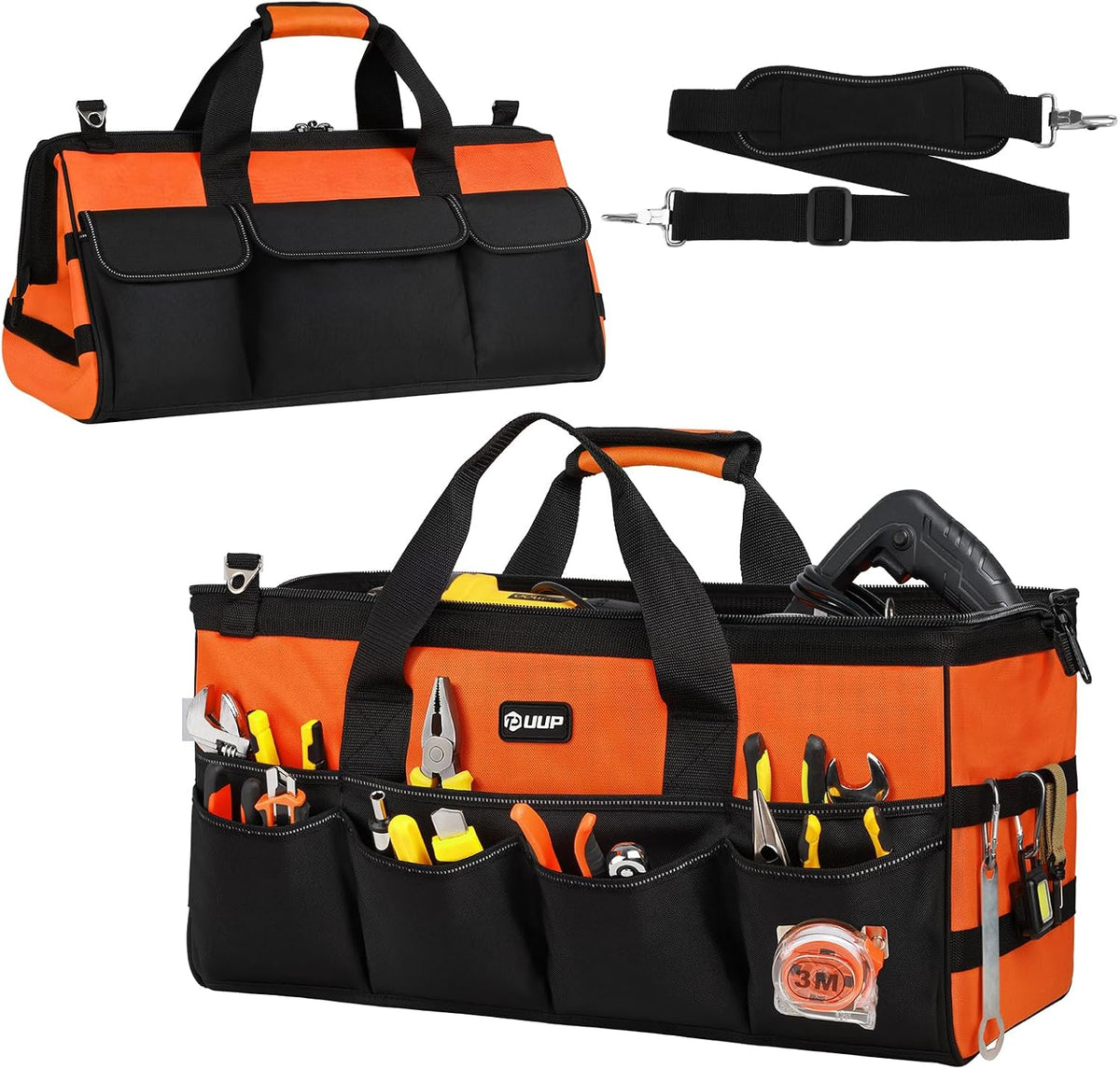 UUP Heavy Duty Tool Bag 15Inch, 16-Pocket Portable Empty Tool Box Organizer