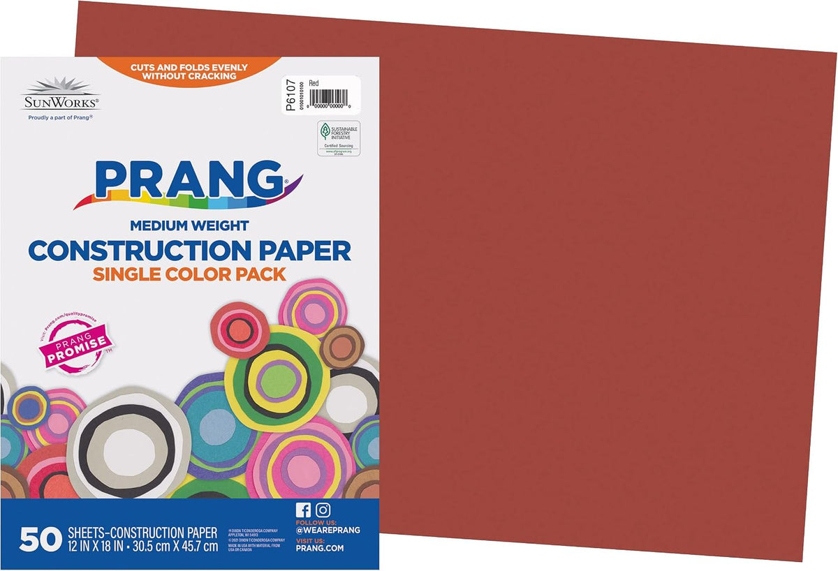 Prang (Formerly SunWorks) Construction Paper, 10 Assorted Colors, 12" x 18", 50 Sheets