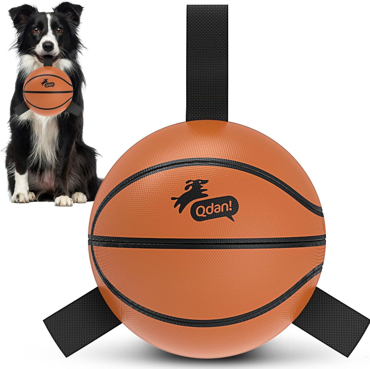 QDAN Dog Toys Dog Balls, 6 Inch Dog Soccer Ball with Straps, Herding Balls | Dog Birthday Toy, Balls for 20-40lbs Dogs, Outdoor Puppy Toys to Keep Them Busy, Interactive Toy for Tug, Pool Water Toy Ball