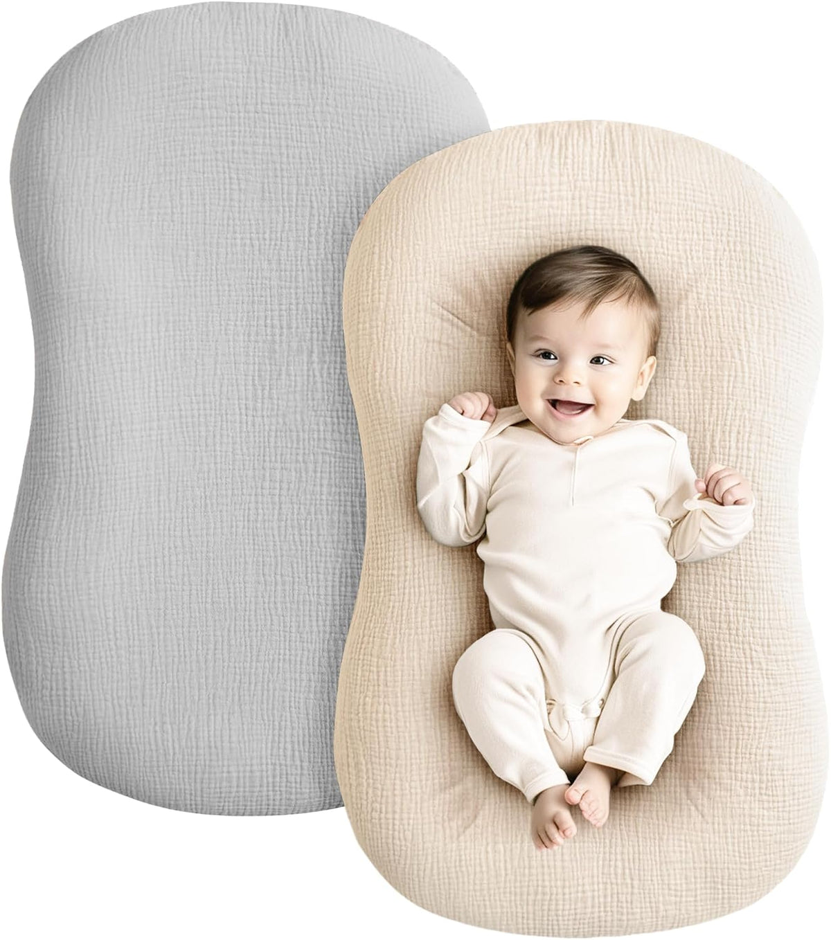 Konssy 2 Pack Muslin Baby Lounger Covers, Covers Only, 30.7" x 20"