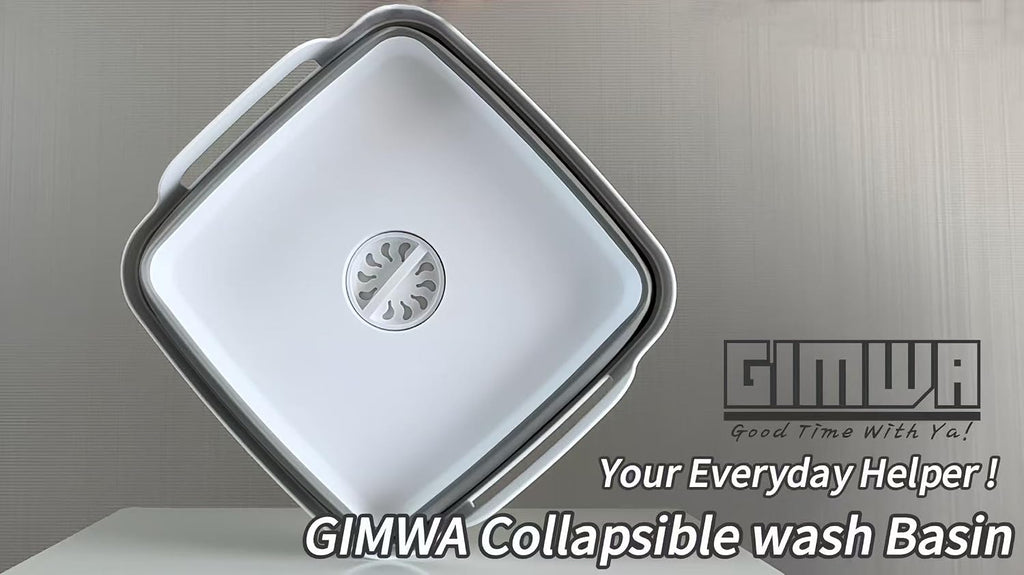 GIMWA 2.4Gal Collapsible Dish Basin with Drain Plug, Baby Bottle Wash Basin