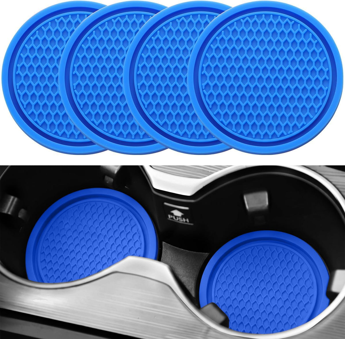 SINGARO Car Cup Coaster, 4PCS Universal Non-Slip Cup Holders Embedded in Ornaments Coaster, Car Interior Accessories, Red