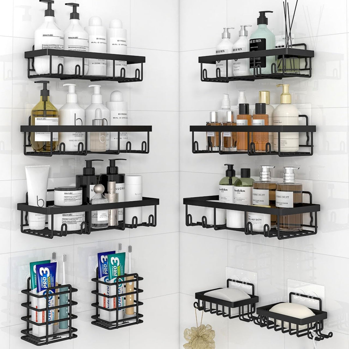 Liuoud 5 Pack Shower Caddy for Inside Shower, Pink Bathroom Decor Set