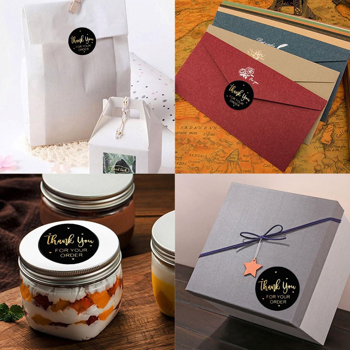 Thank You Stickers - 500Pcs 1inch Elegant Labels for Supporting Business, Packing, and Gifts