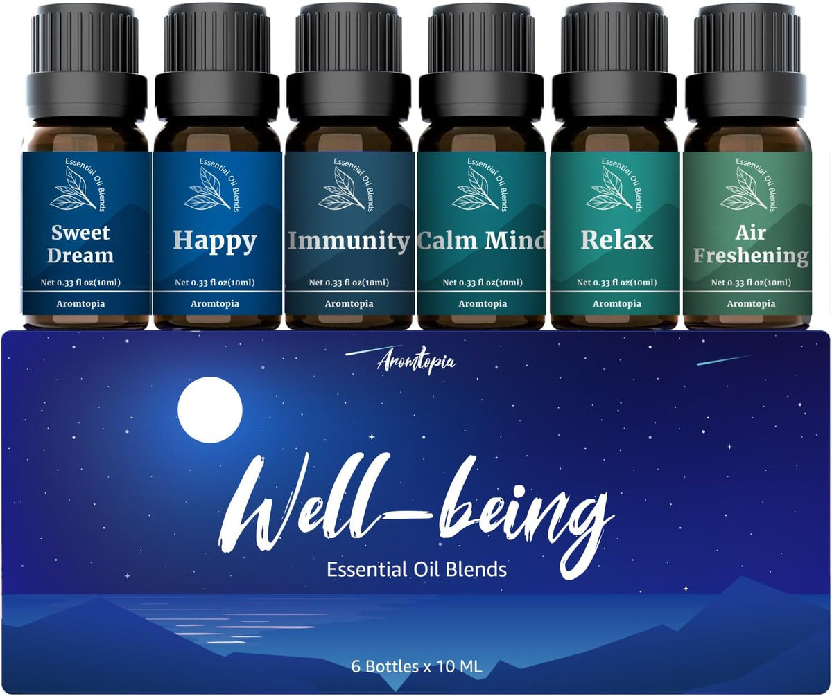 Diffuser Fragrance Oils, Aromtopia Essential Oils for Diffusers for Home, 6x10ml Fresh Home Set, Clean Scents for Candle Soap Making, Dryer Ball, Fresh Linen, Crisp Breeze, Fresh Laundry, Lemon