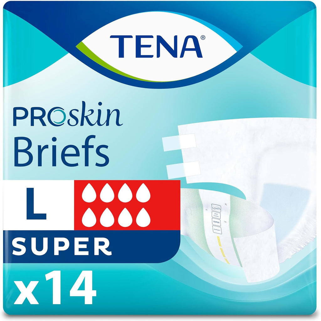 TENA Proskin Super Briefs, Incontinence Adult Diapers, Unisex, Large, 56 ct