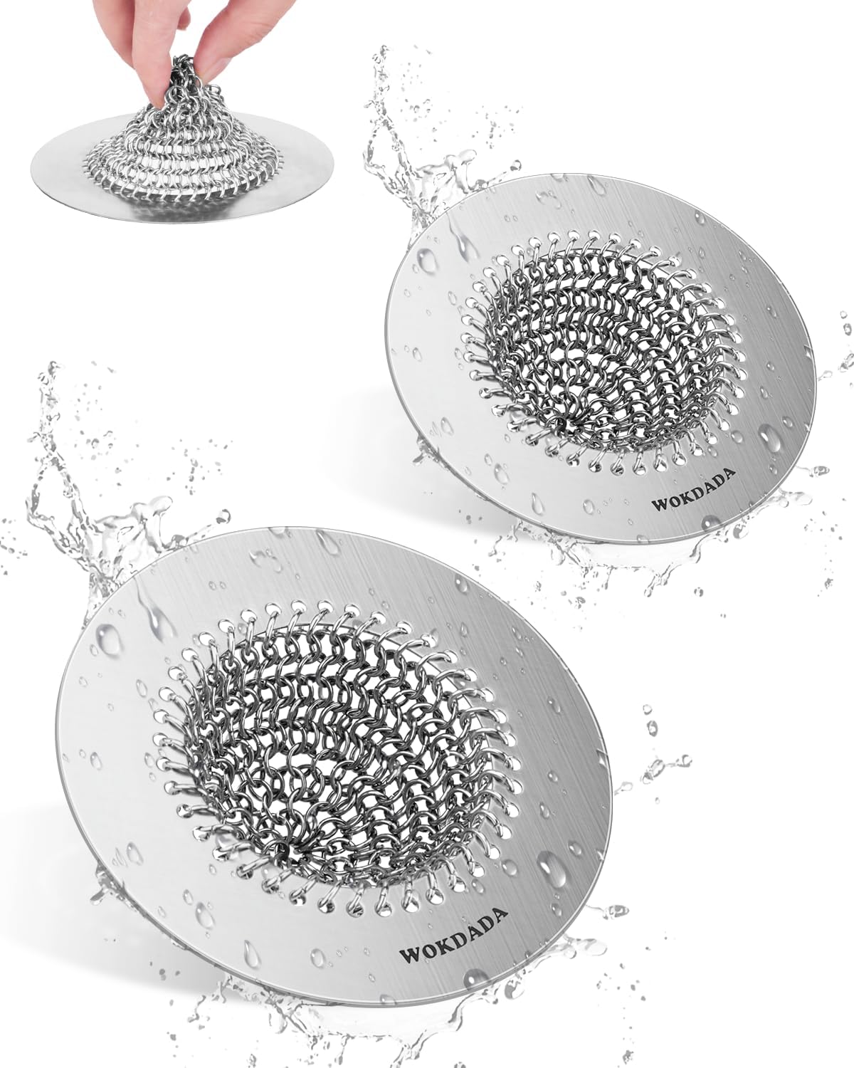 WOKDADA Reversible Kitchen Sink Drain Strainer, Anti-Clog Flat Edge Design