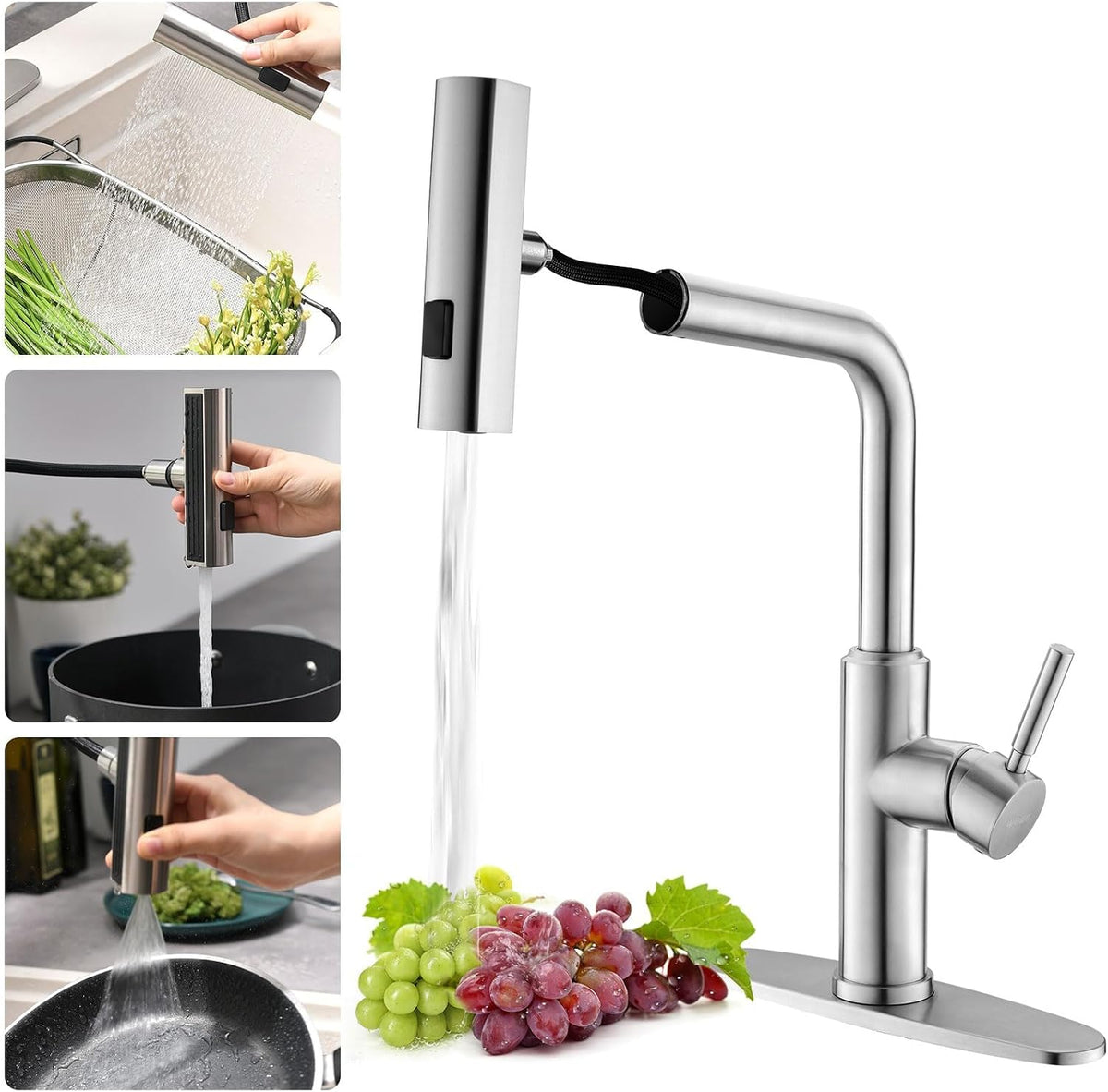 WEWE Drinking Water Faucet for RO System and Bar Sink, Brushed Nickel