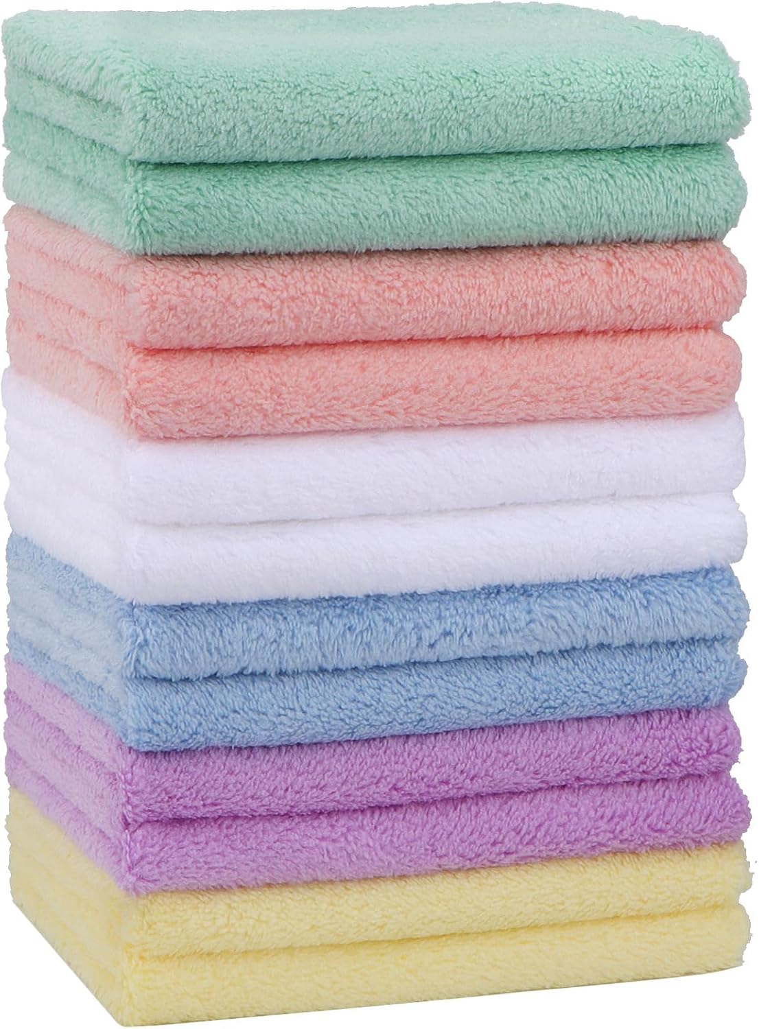 HOMEXCEL Baby Washcloths 24 Pack Microfiber Coral Fleece Soft Wash Cloths