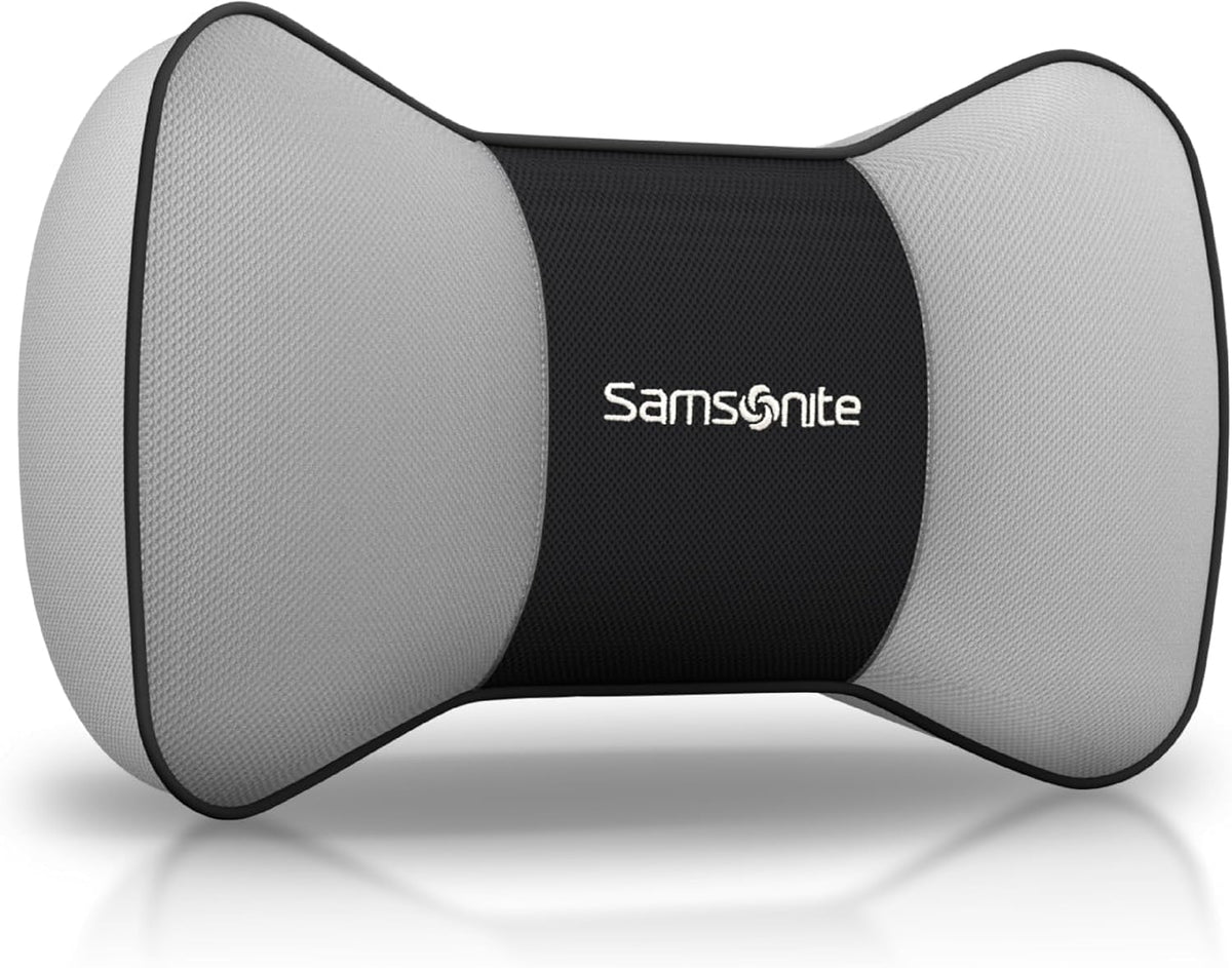 SAMSONITE Car Neck Pillow – Memory Foam Car Seat Headrest Cushion, Ergonomic Neck Support for Driving, Comfortable Head Rest for Long Trips, Travel Pillow for Cars & Office Chairs, Black
