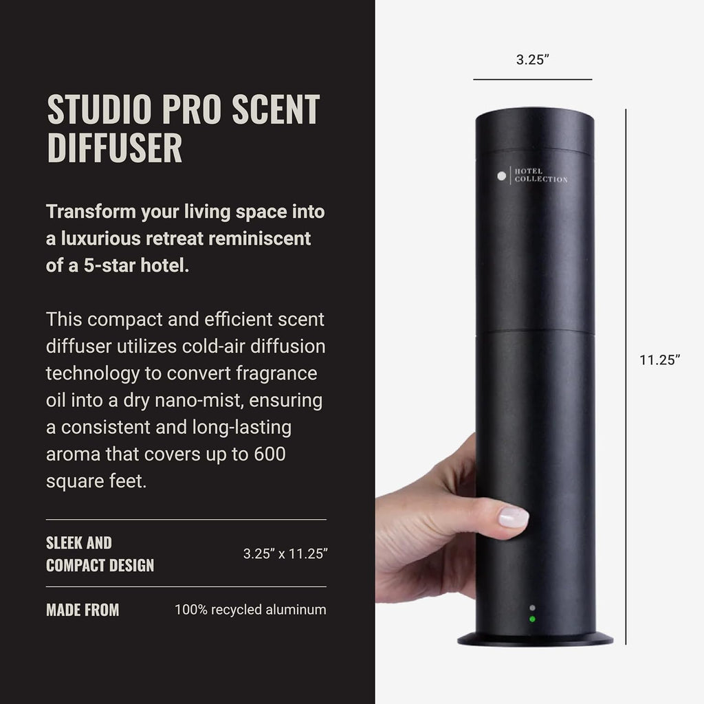 Hotel Collection-Studio Pro Essential Oil Diffuser-600 sq ft Coverage - Portable with Remote-Cold-Air Diffusion Technology-Air Freshener-Black-Works Exclusively with Pro Pod Bottles