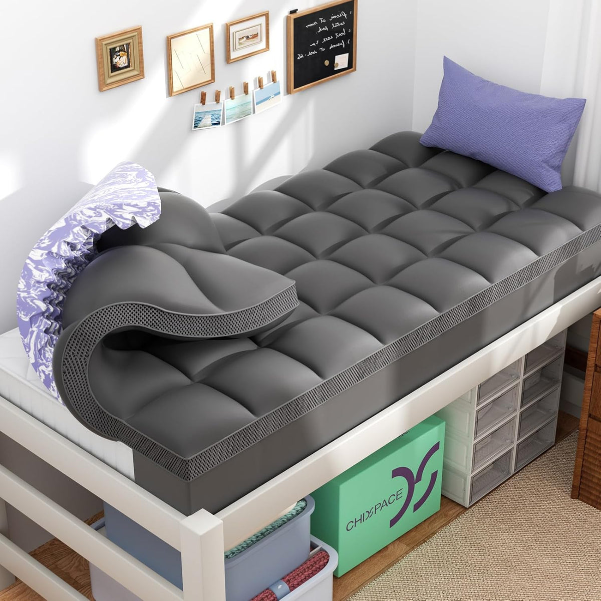 ChiXpace Dual Layer 4 Inch Memory Foam Mattress Topper Queen