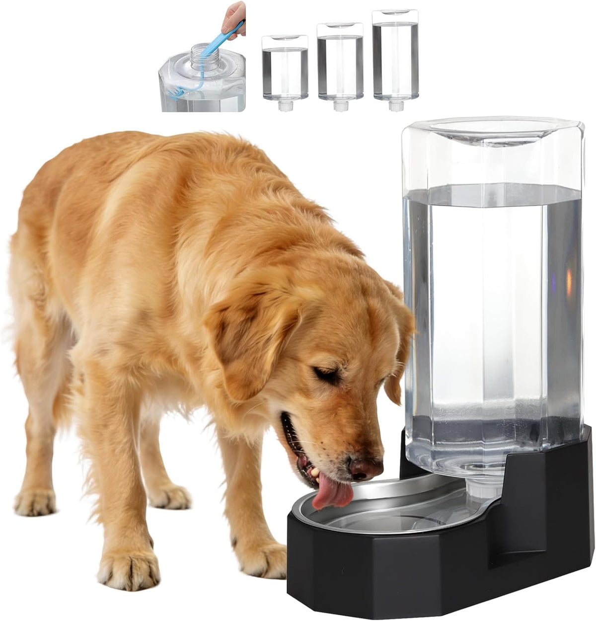 Sfozstra 5L Cat Gravity Water Bowl Dispenser: Stainless Steel Bowl | No Power Needed / No Filter Required / Spill Proof Design / Easy Cleaning / Cats & Small Dogs / Home Crate Area & Travel