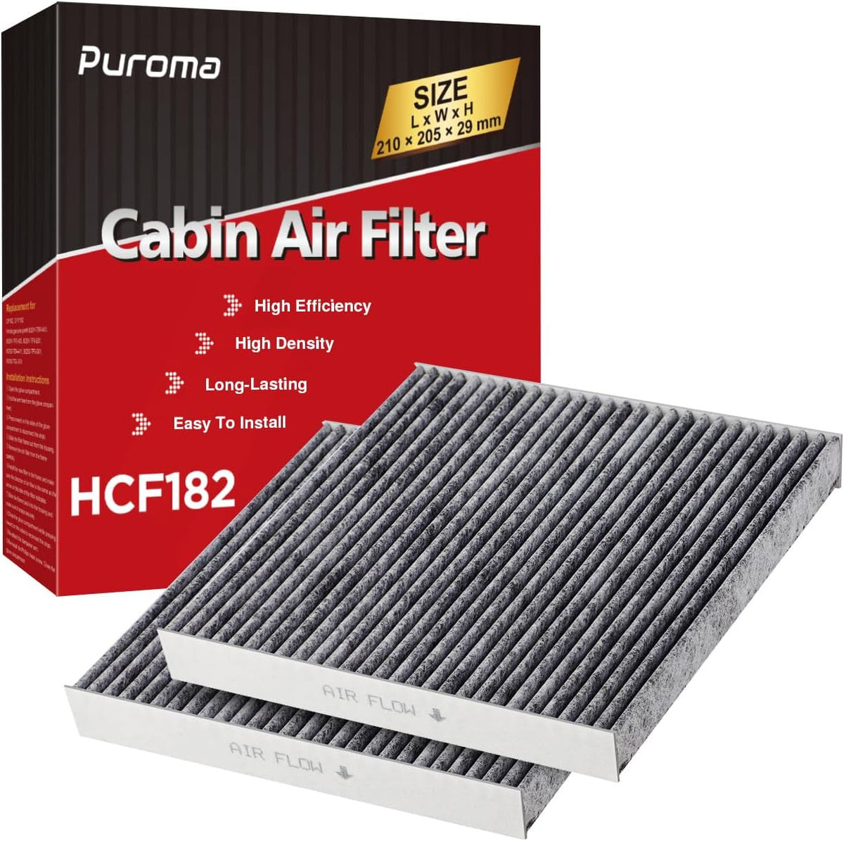 Puroma 2 Cabin Air Filter Activated Carbon for CP182 CF11182 Honda Acura