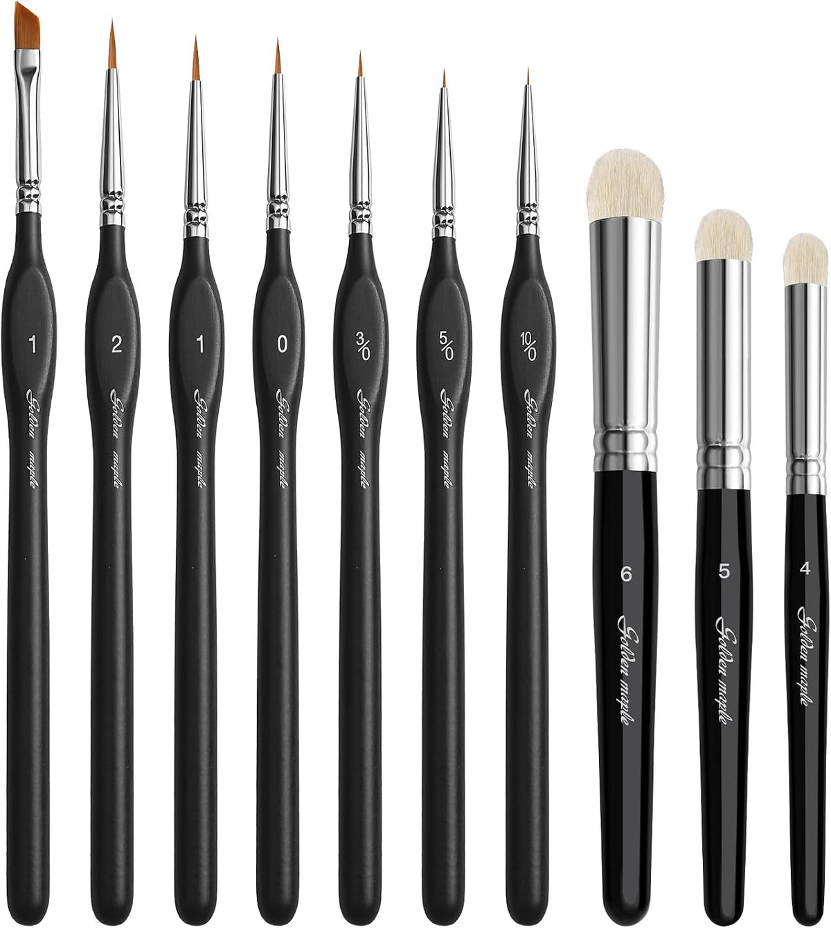 Golden Maple Detail Paint Brushes Set 10pcs