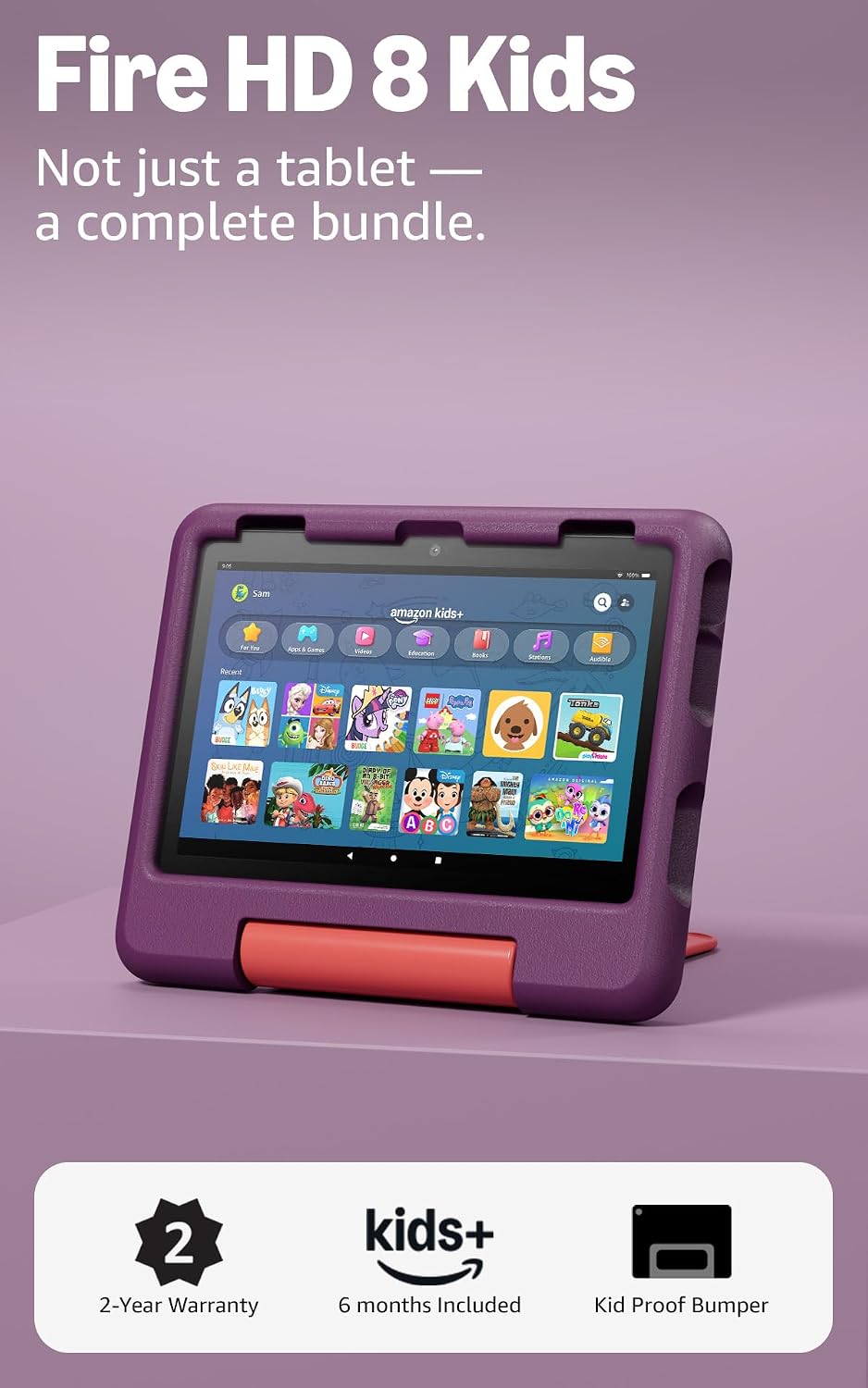 Amazon Fire HD 8 Kids tablet (newest model), ages 3-7. With bright 8" HD screen. Includes ad-free and exclusive content, parental controls and 13-hr battery, 32GB, Blue