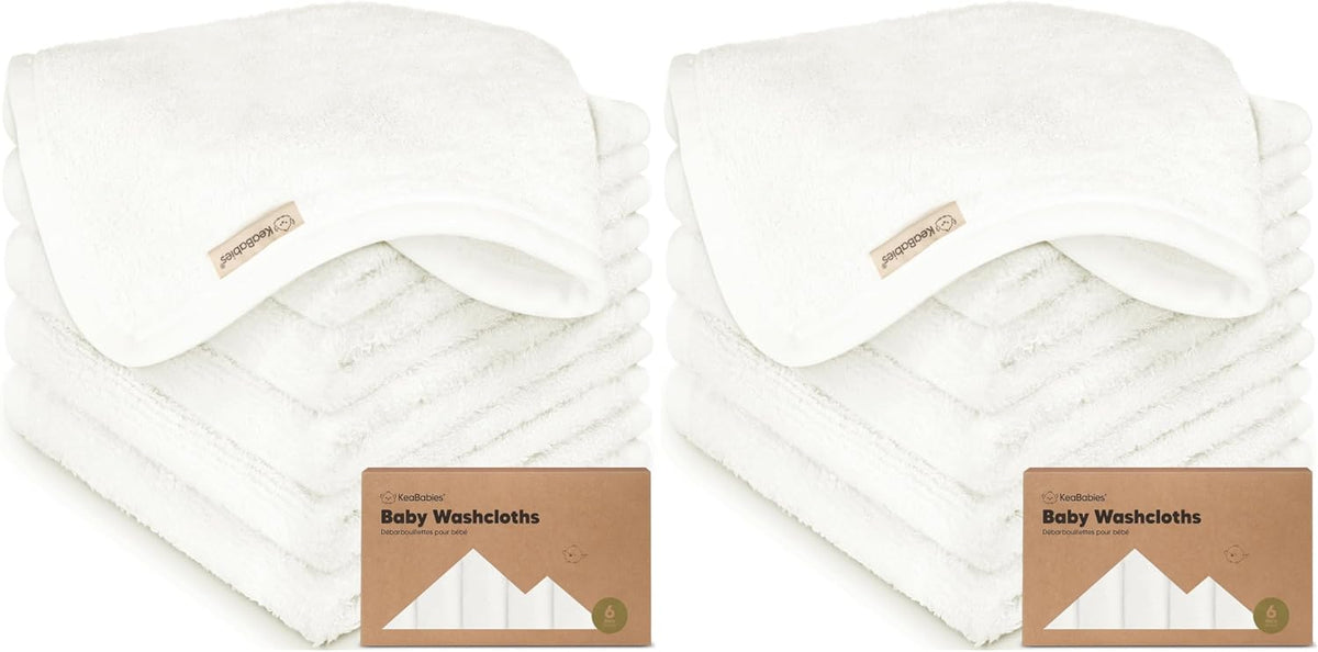 6-Pack Baby Washcloths, Soft Absorbent Washcloths for Face, Body (White)
