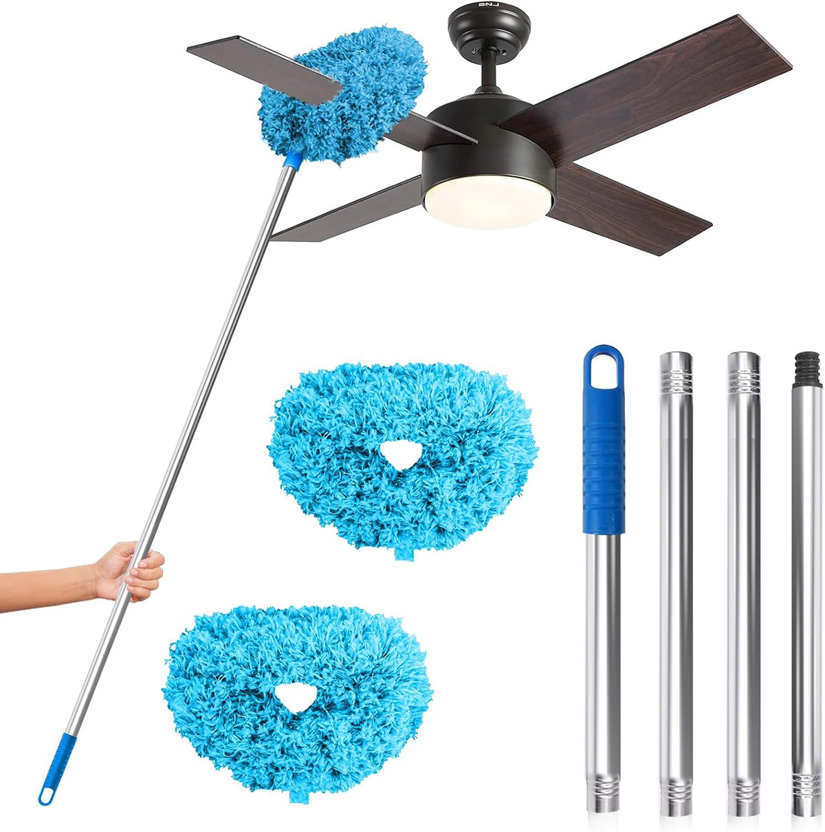 DRQ Ceiling Fan Cleaner Duster with 13-48 in Extension Pole, Blue