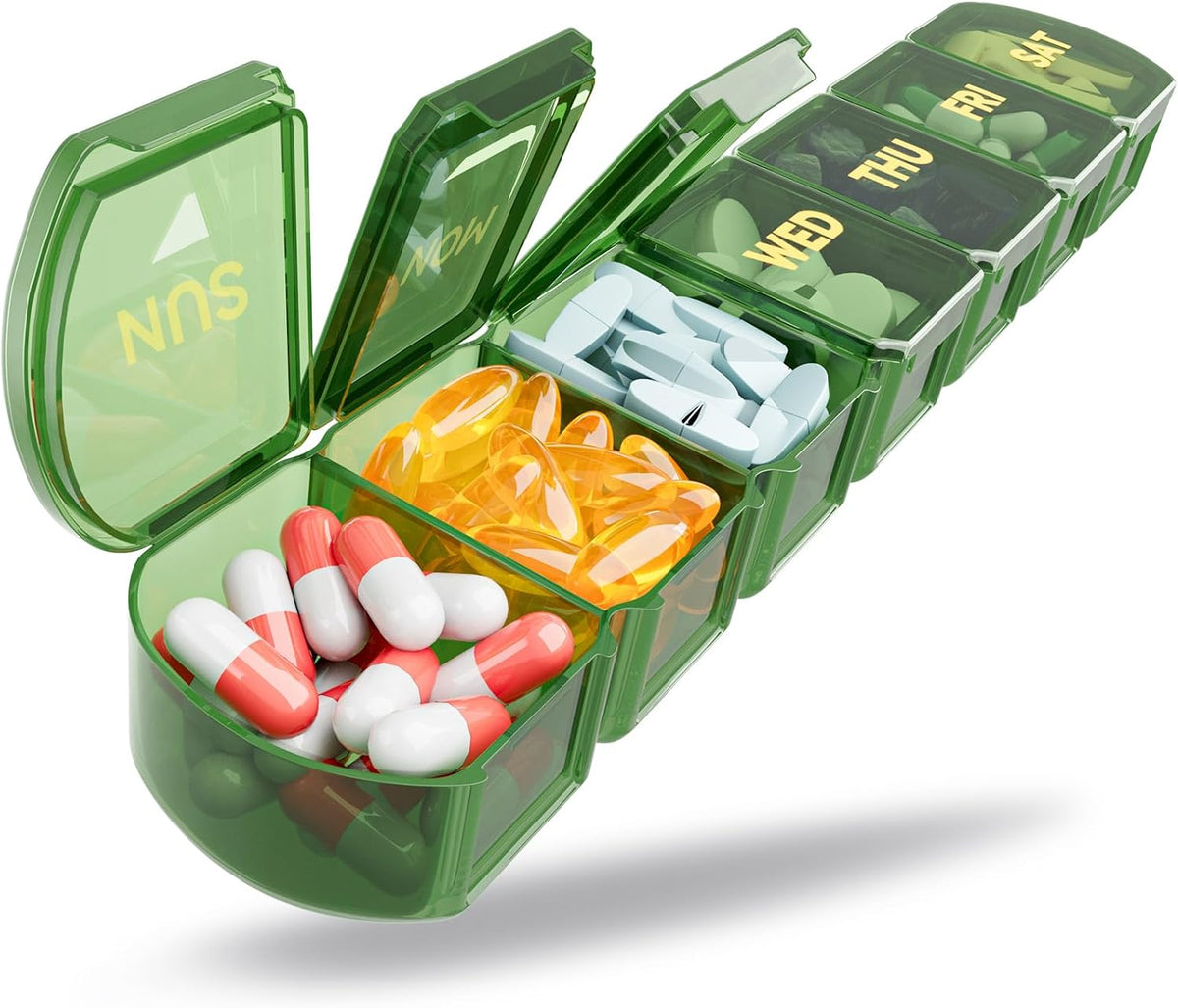 Large Pill Organizer Weekly - 7 Day Compartments with Easy-Open Design