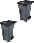 Rubbermaid Commercial Products BRUTE Rollout Plastic Trash/Garbage Can/Bin with Wheels 65 Gal for Restaurants/Hospitals/Offices/Back of House/Warehouses/Home