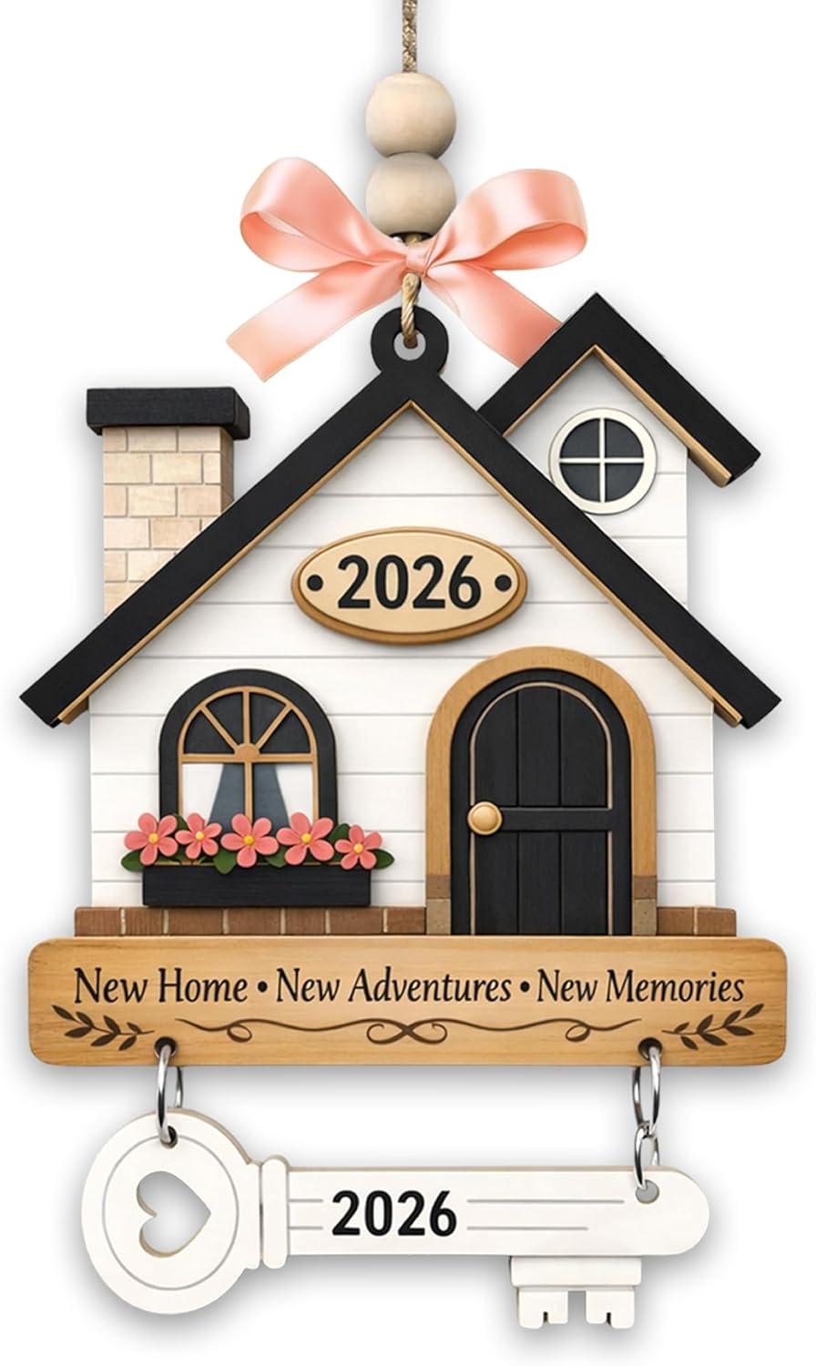 New Home Ornament 2026, New Home Gifts, Housewarming Presents, New House Gift, Welcome Home Gift, First Home Gifts, Home Sweet Home Decor, 4x4 inch (ONM Newhome Eco)
