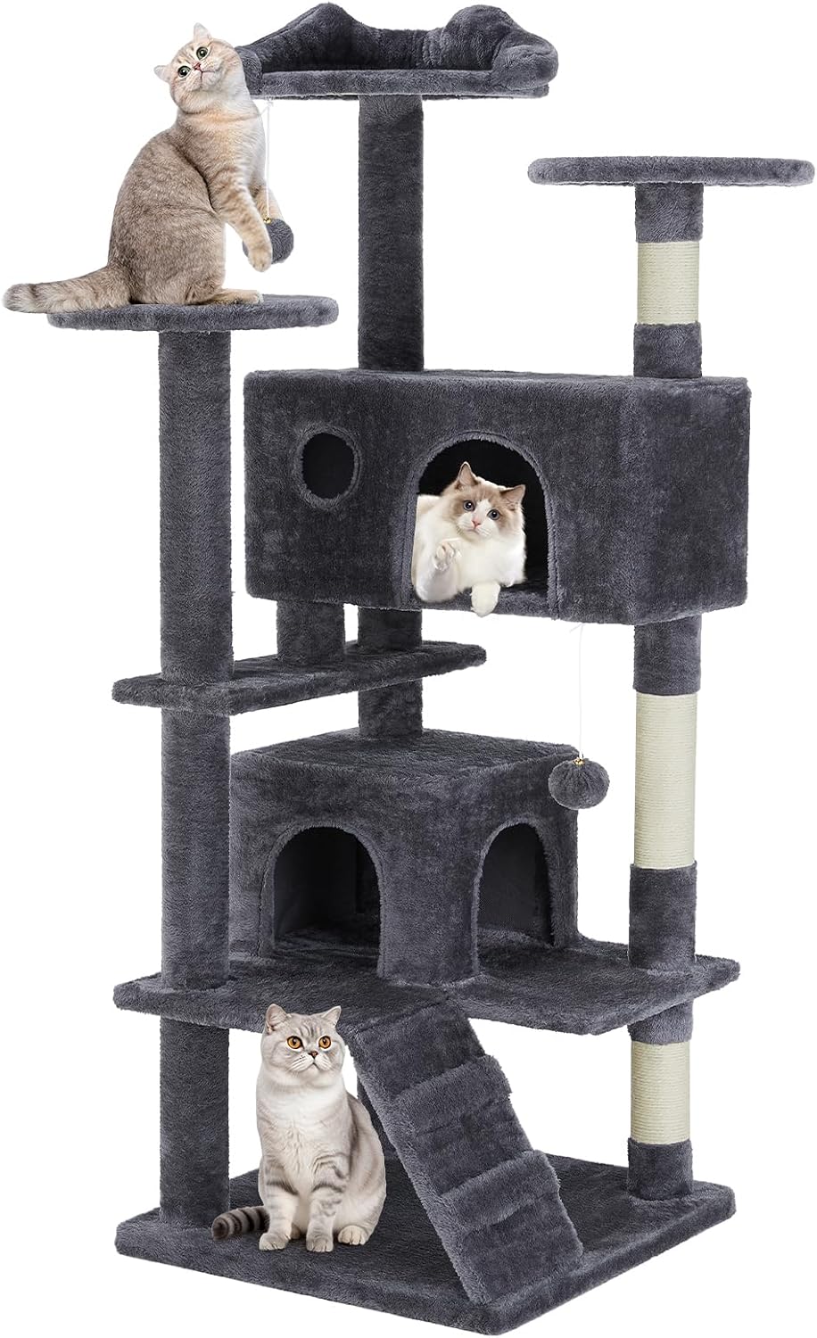Sweetcrispy 54-inch Cat Tree Tower with Scratching Posts, Indoor Use