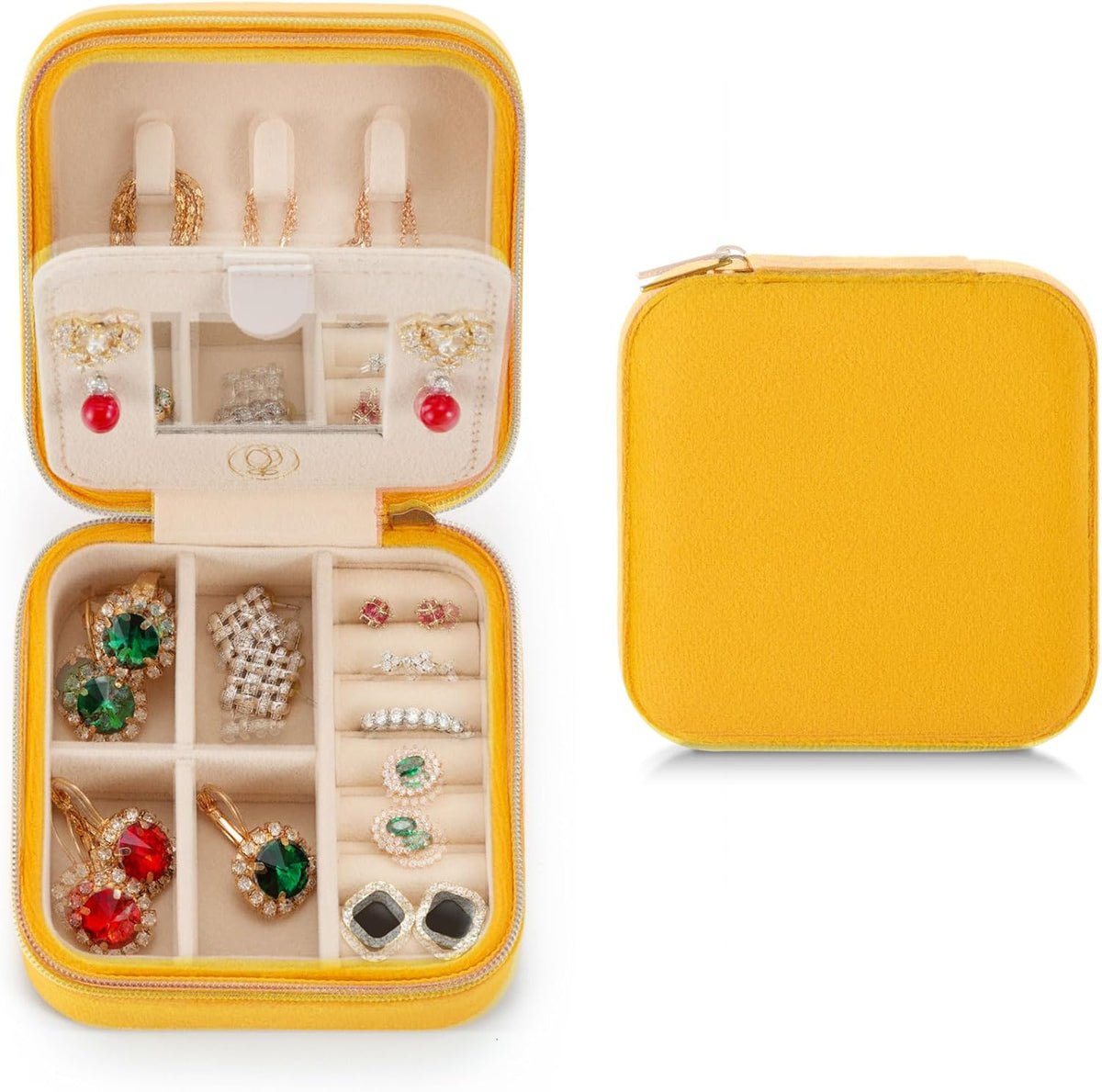 ZPROW Travel Jewelry Case, Mini Portable Jewelry Travel Boxes, Small Jewelry Organizer for Rings, Earrings, Pendants, Watches, Necklaces, Lipsticks Organizer Storage Holder Case (Pink)