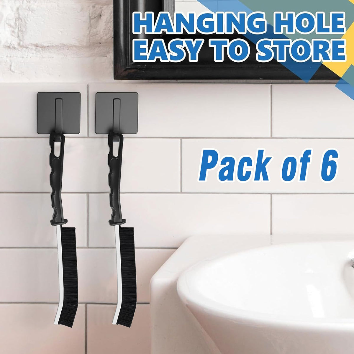Crevice Cleaning Brush Tool - Heavy Duty Hard Bristle Gap Brush for Deep Cleaning - Ultra-Thin Grout Scrubber for Bathroom, Toilet, Bathtub, Kitchen Sink & Window Tracks-12 Pack