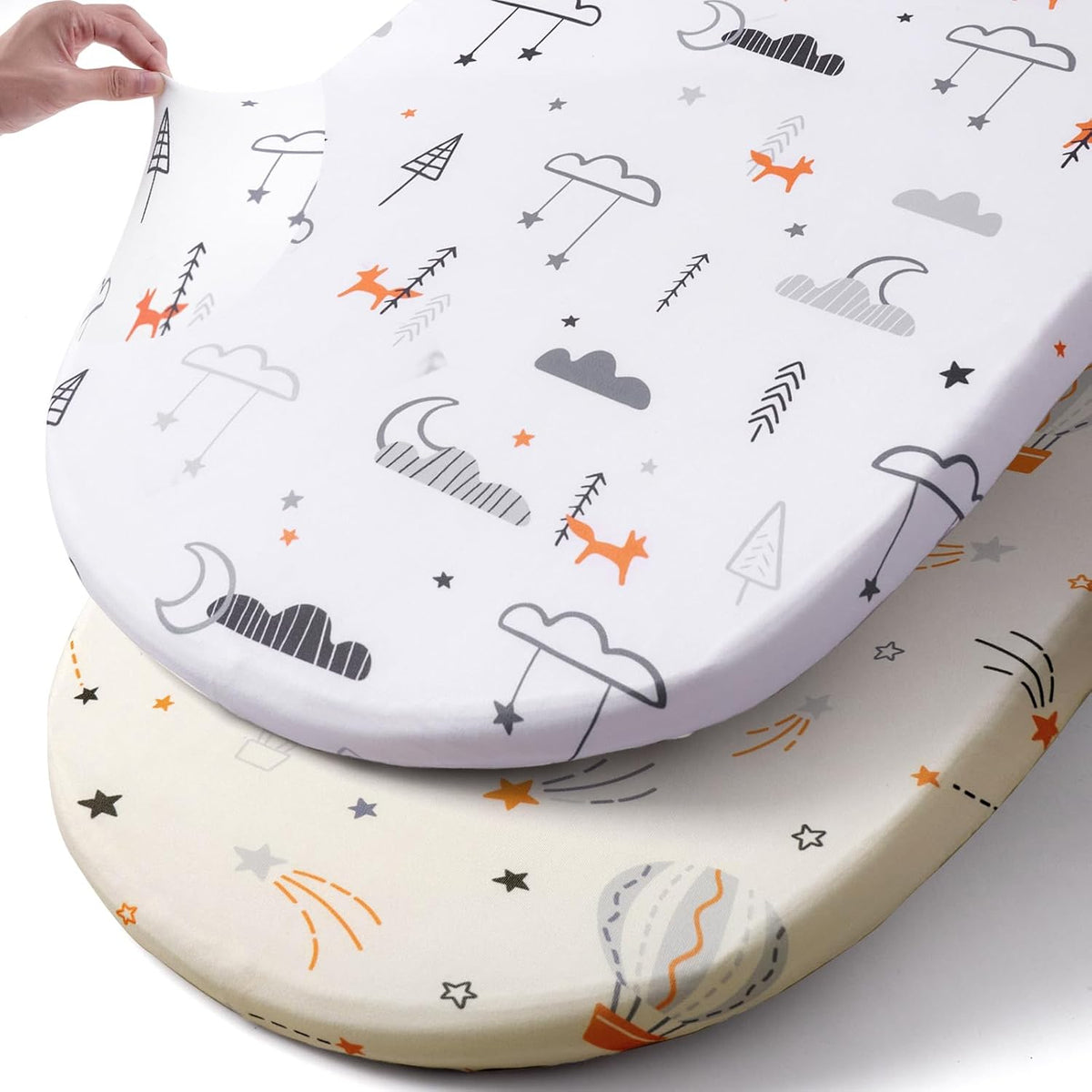 Pack n Play Sheets, BROLEX 2 Pack Mini Crib Sheets,Stretchy Portable Fitted Playard Sheet Set, Convertible Playard Mattress Cover,Ultra Soft Breathable Material,Elephant Whale