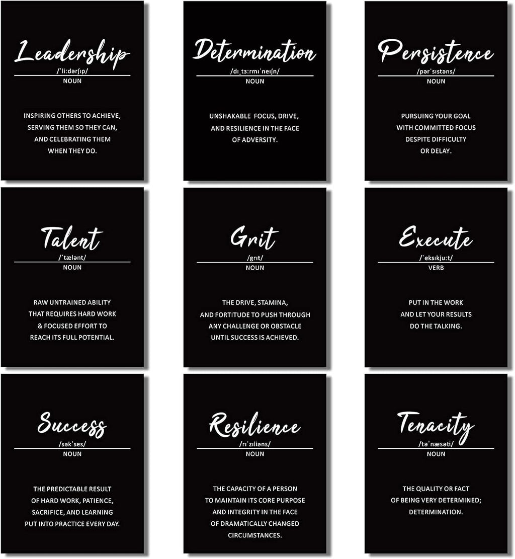 Outus 9 Inspirational Wall Art Prints for Classroom Office, 8x10, Unframed