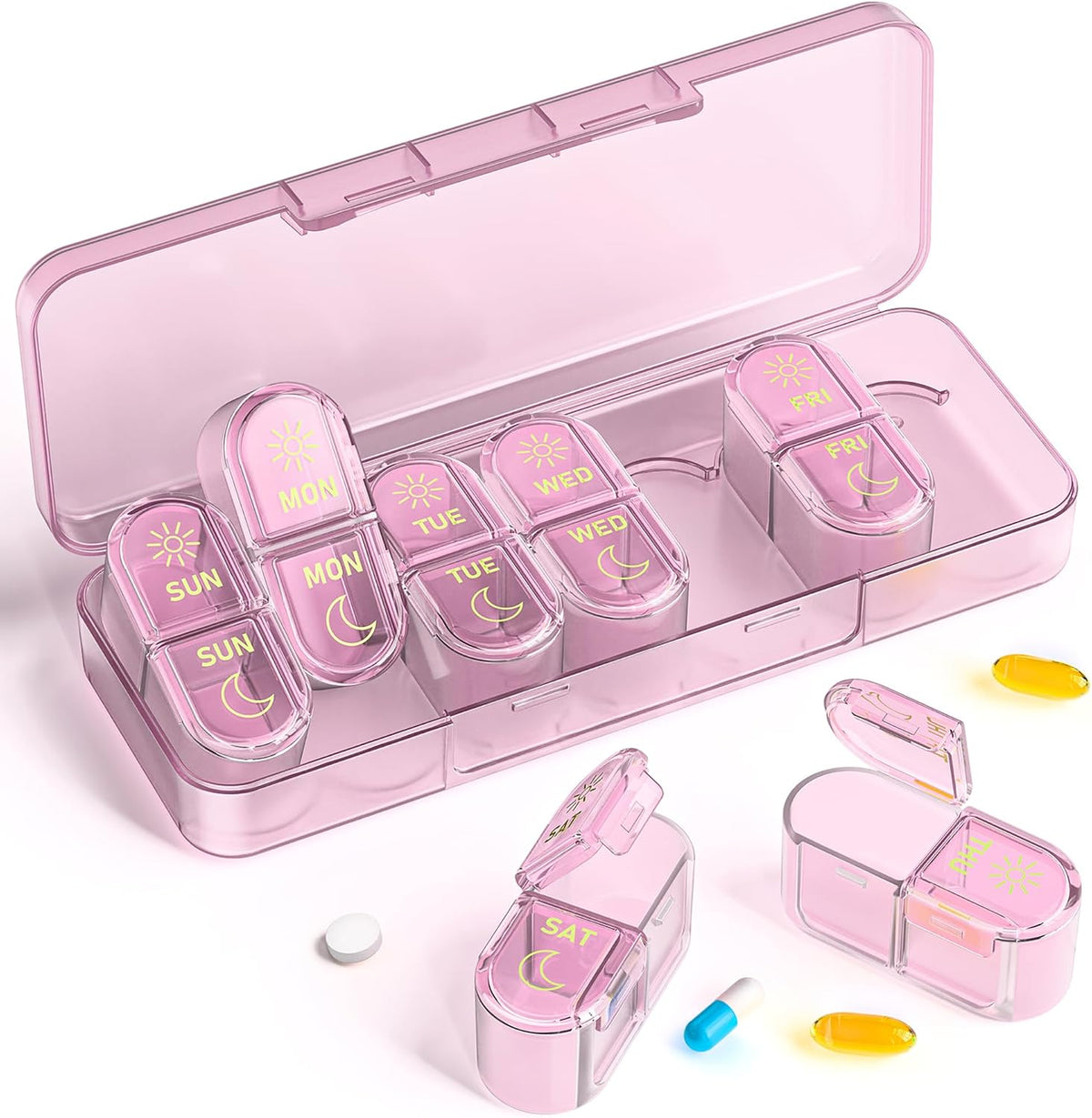 Pillex Weekly Pill Organizer 2 Times a Day, AM PM Pill Box Organizer 7 Day