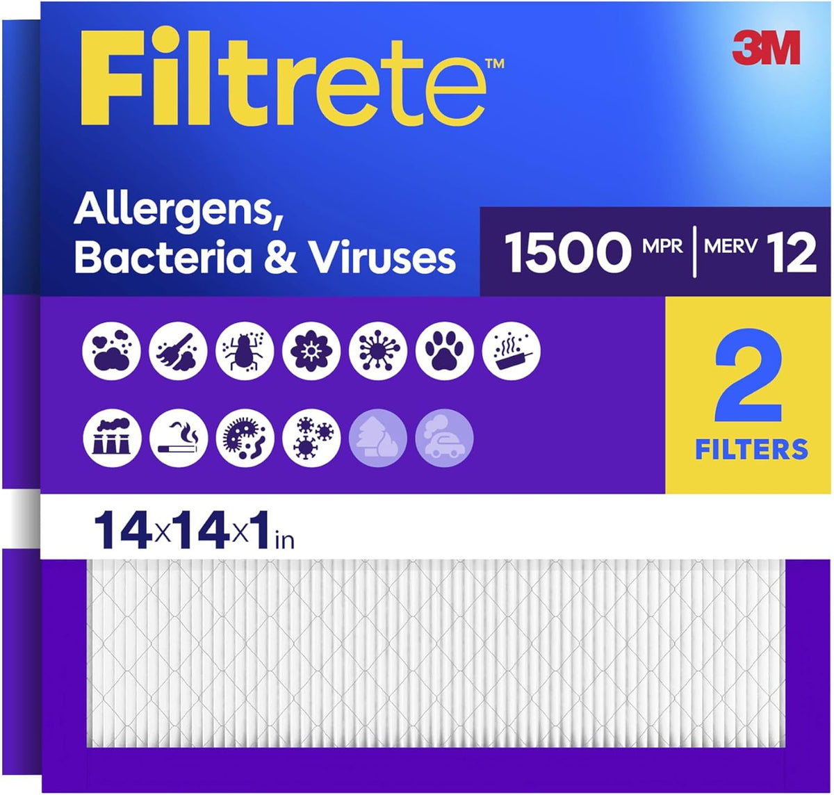 Filtrete 20x30x1 Air Filter, MERV 12, MPR 1500, 2 HVAC Filters