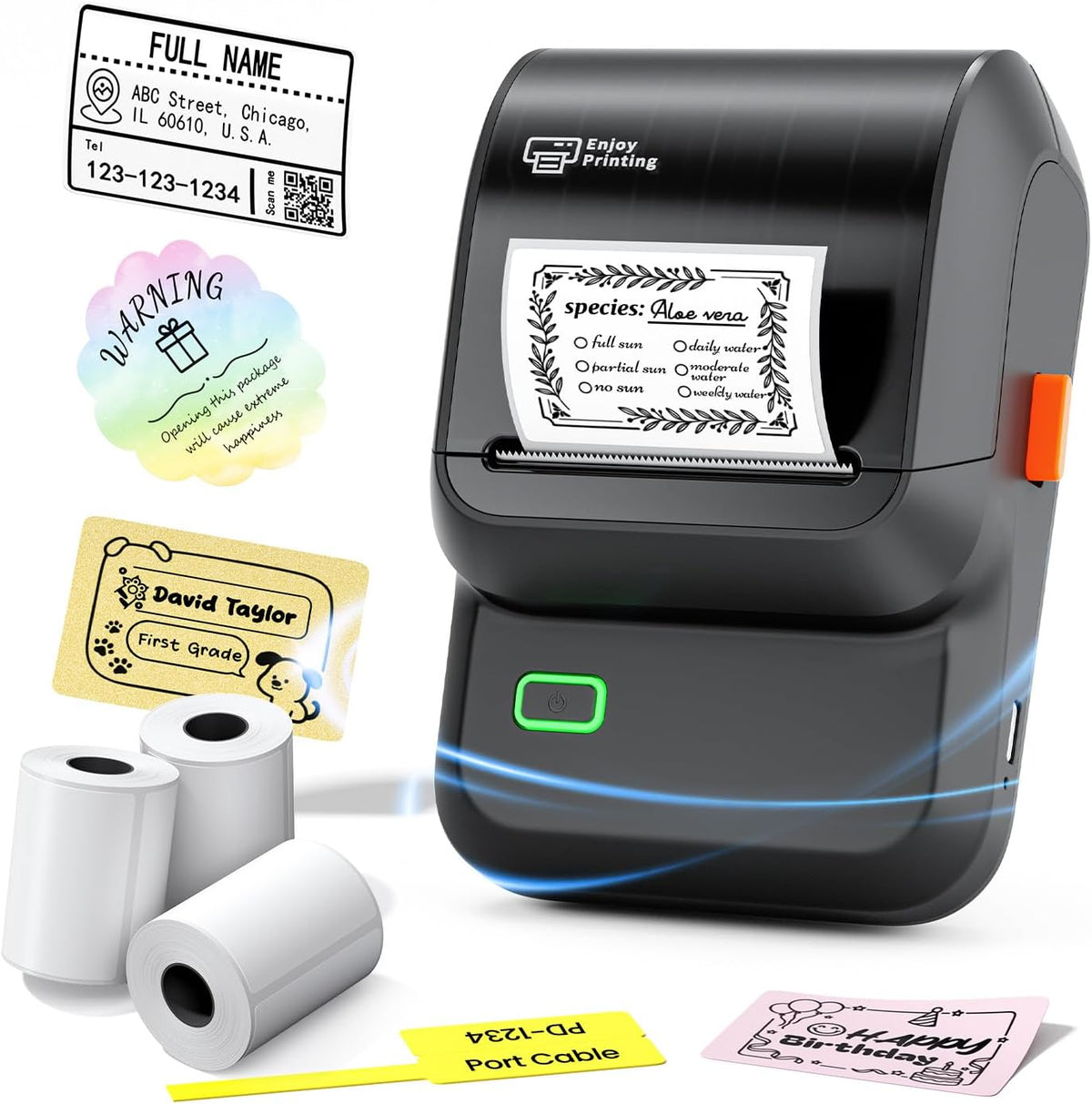 Ponek Label Maker Machine with Tape, 2 Inch Bluetooth Label Printer, Black