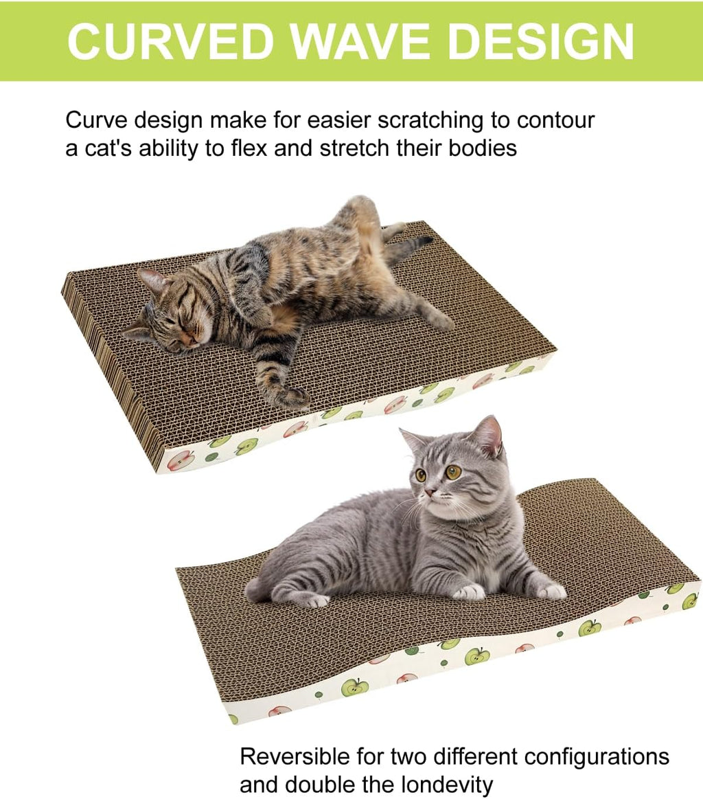 TIMHAKA Cat Scratching Board, Corrugate Cat Scratcher for Indoor Cats with Catnip, Cat Scratch Pad with Premium Scratch Textures Design, Cardboard Cat Scratcher with Double-Sided Usability (Pack of 2)