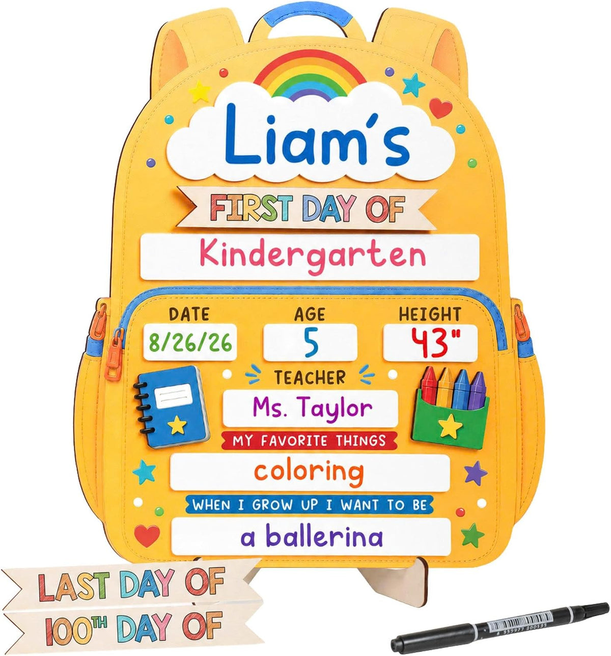 My First Day of School Sign, First and Last Day of School Board (Pink)