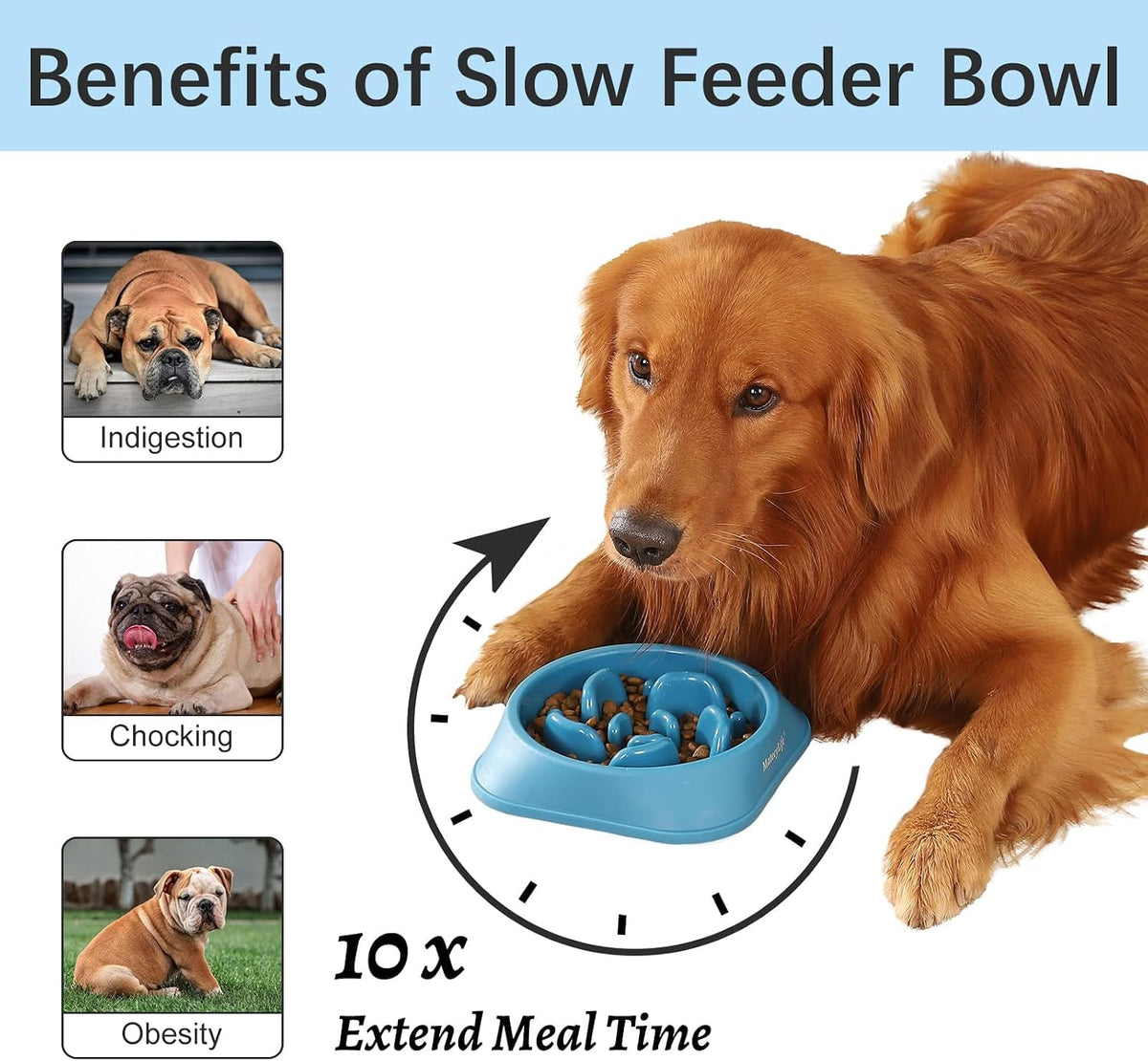 MateeyLife 2-Pack Slow Feeder Dog Bowls, 2 Cups, Dog Puzzle Feeder Bowl | Food-contact safe, dishwasher safe, non-slip base, maze design, for fast eaters, for dogs and cats, daily mealtimes