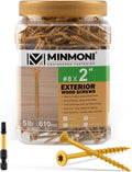 #10 x 3'' Wood Deck Screws 310pcs (5lb Box), Torx Flat-Head Exterior Screws, Multiple Size Available, Tan, T25 Star Bit Included