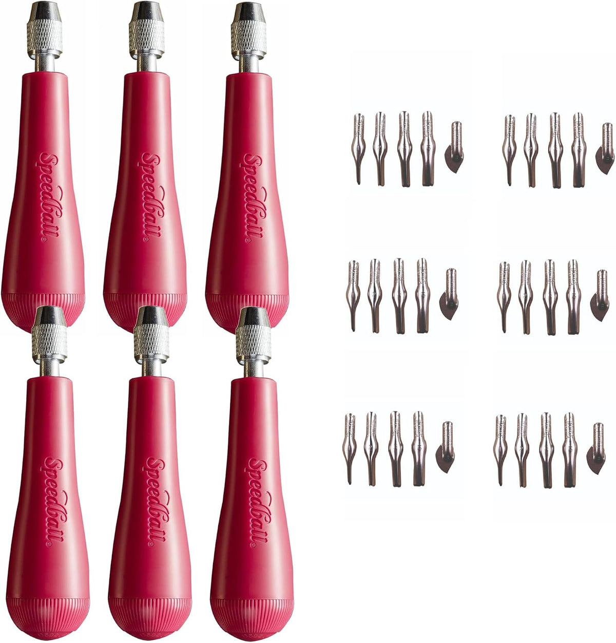 Speedball 4131 Linoleum Cutter – 5 Assorted Lino Cutters Includes Plastic Storage Handle, Made in The USA