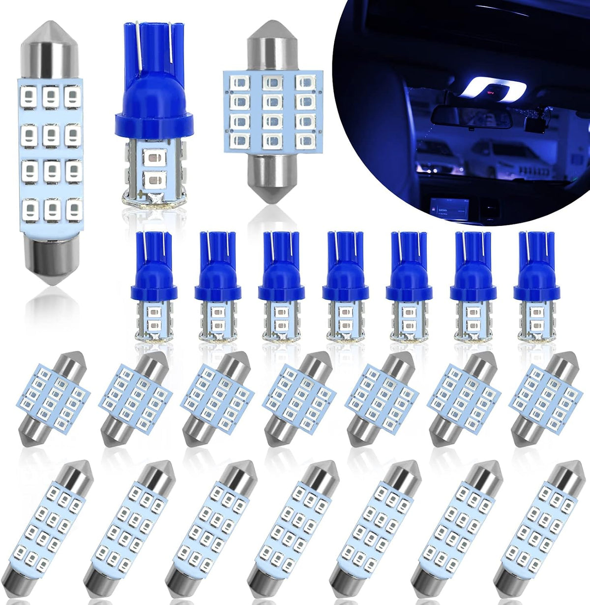 YOGEIER Car Led Bulb, Led Combination Set of 24 Sets, Used for Car Interior/Indoor Map Dome/ Trunk / License Lights, Etc. (White)