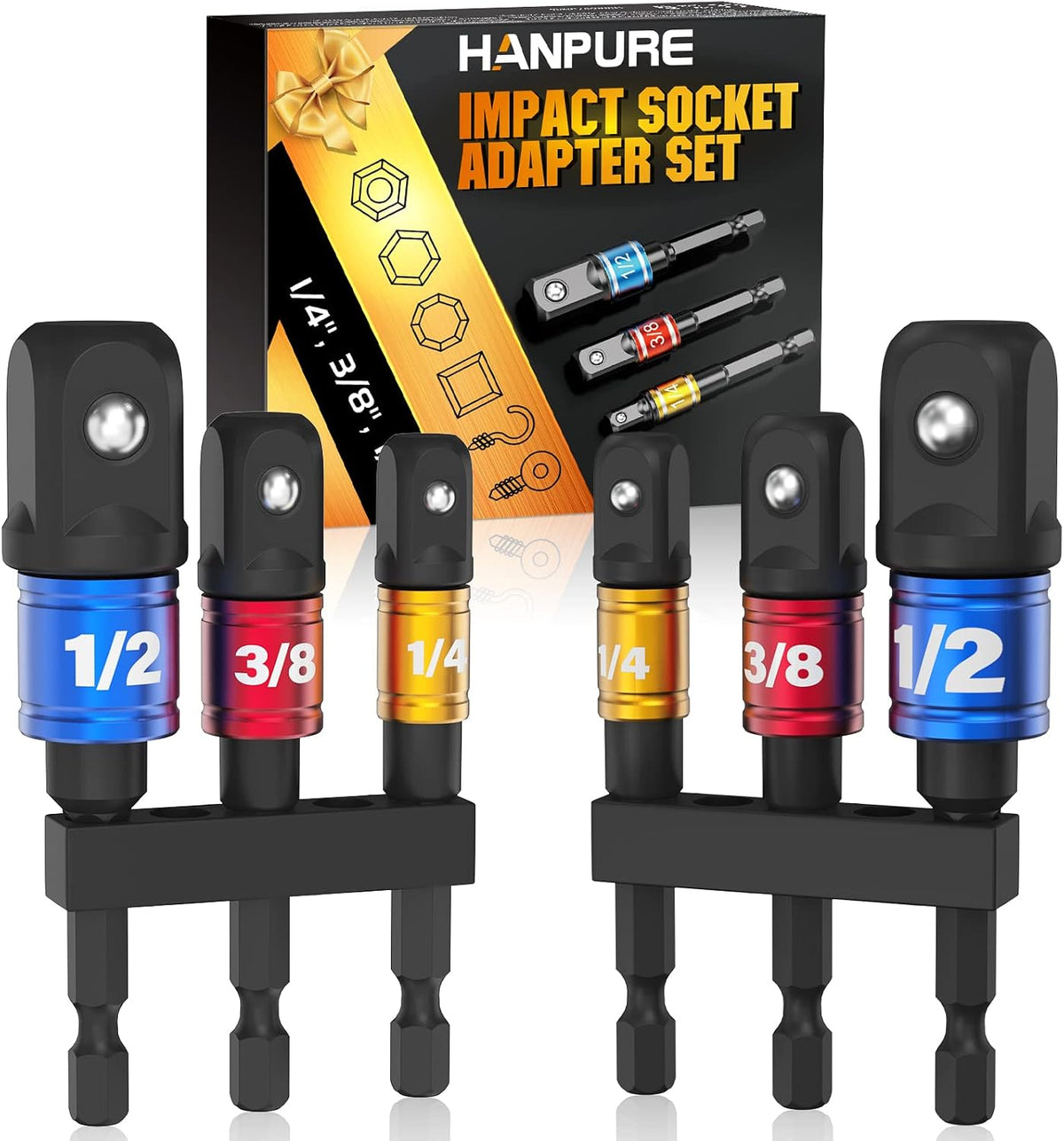 Impact Socket Adapter Set for Drill Tools for Men Gadgets 1/4" 3/8" 1/2"