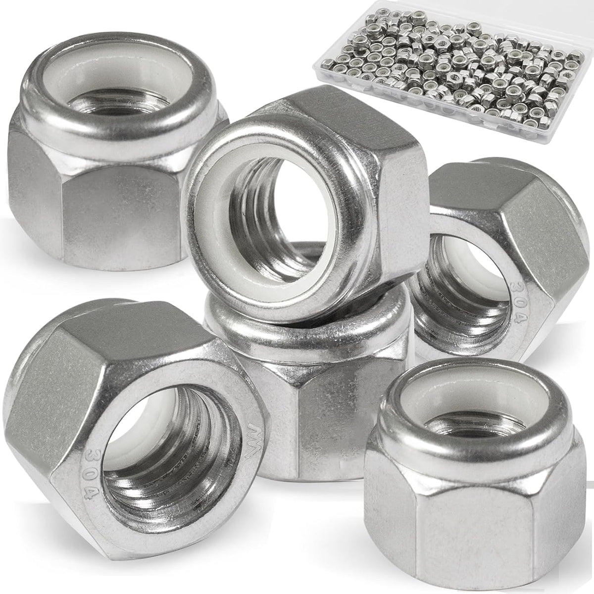 1/4-20 Lock Nut, 110Pcs Stainless Steel Nylock Insert Locking Nuts