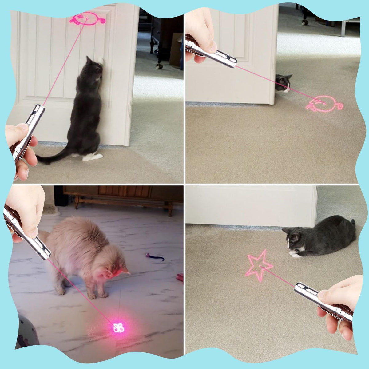 Waputne Cat Toy, USB Rechargeable, 3 Light Modes, 5 Fun Patterns, Indoor