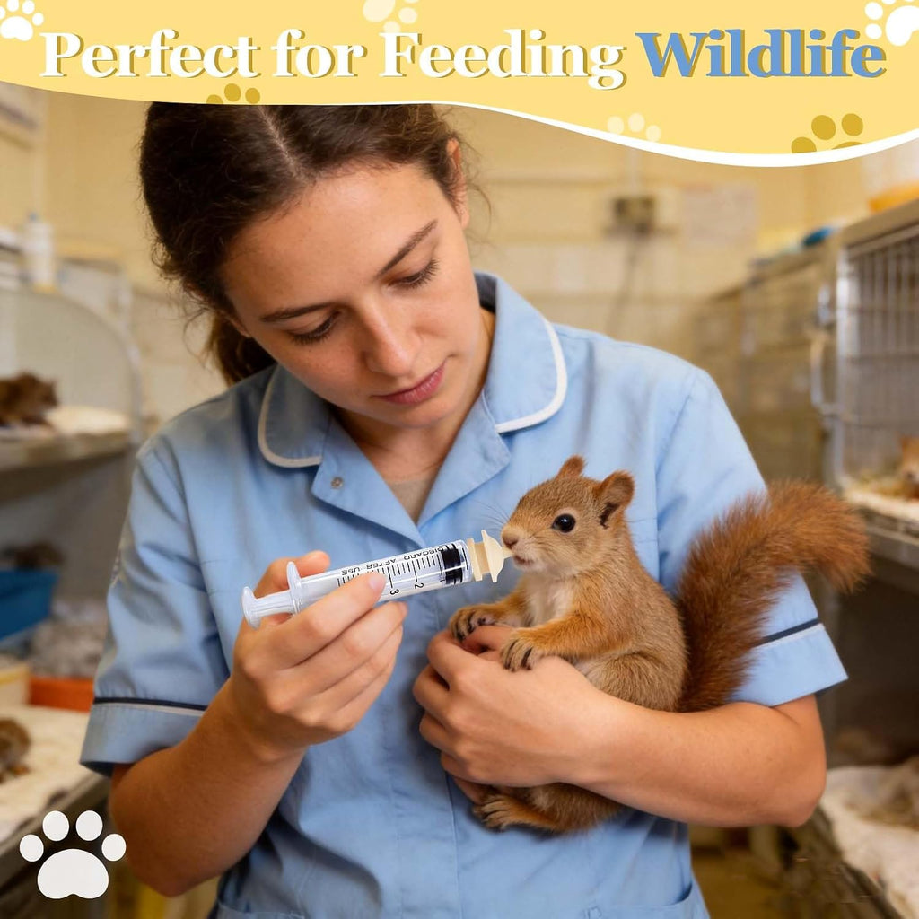 Pet Feeding Nipple and Syringes, Silicone Feeding Tools for Newborn Kittens, Puppies, Rabbits, Small Animals