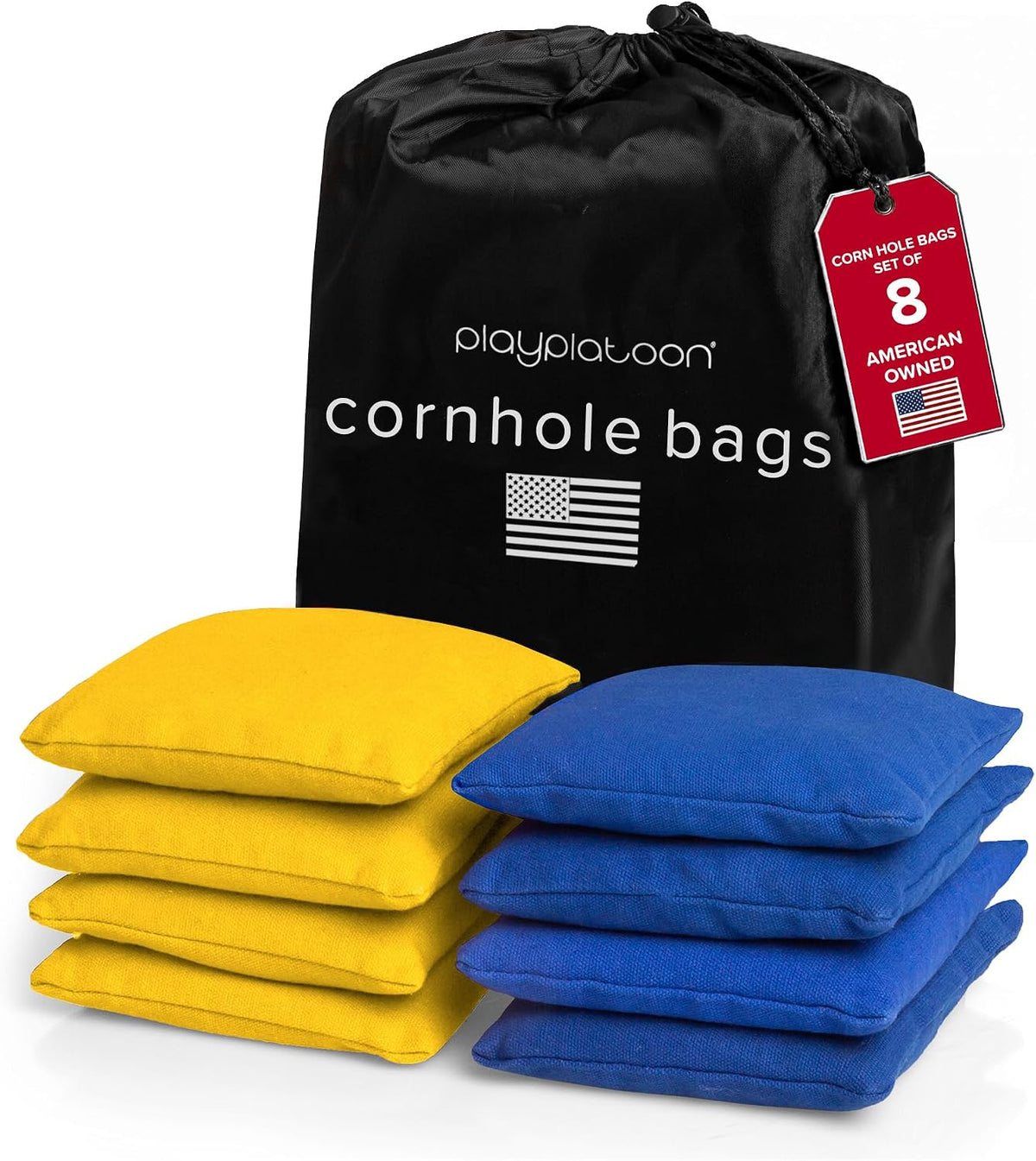 Play Platoon Cornhole Bags Set of 8 Regulation Size & Weight Duck Cloth