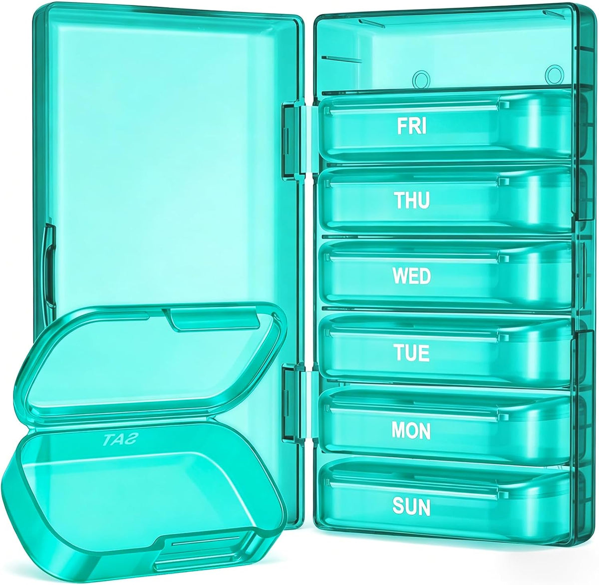 PULIV Weekly Pill Organizer with Large Capacity, Dual Protection (Black)