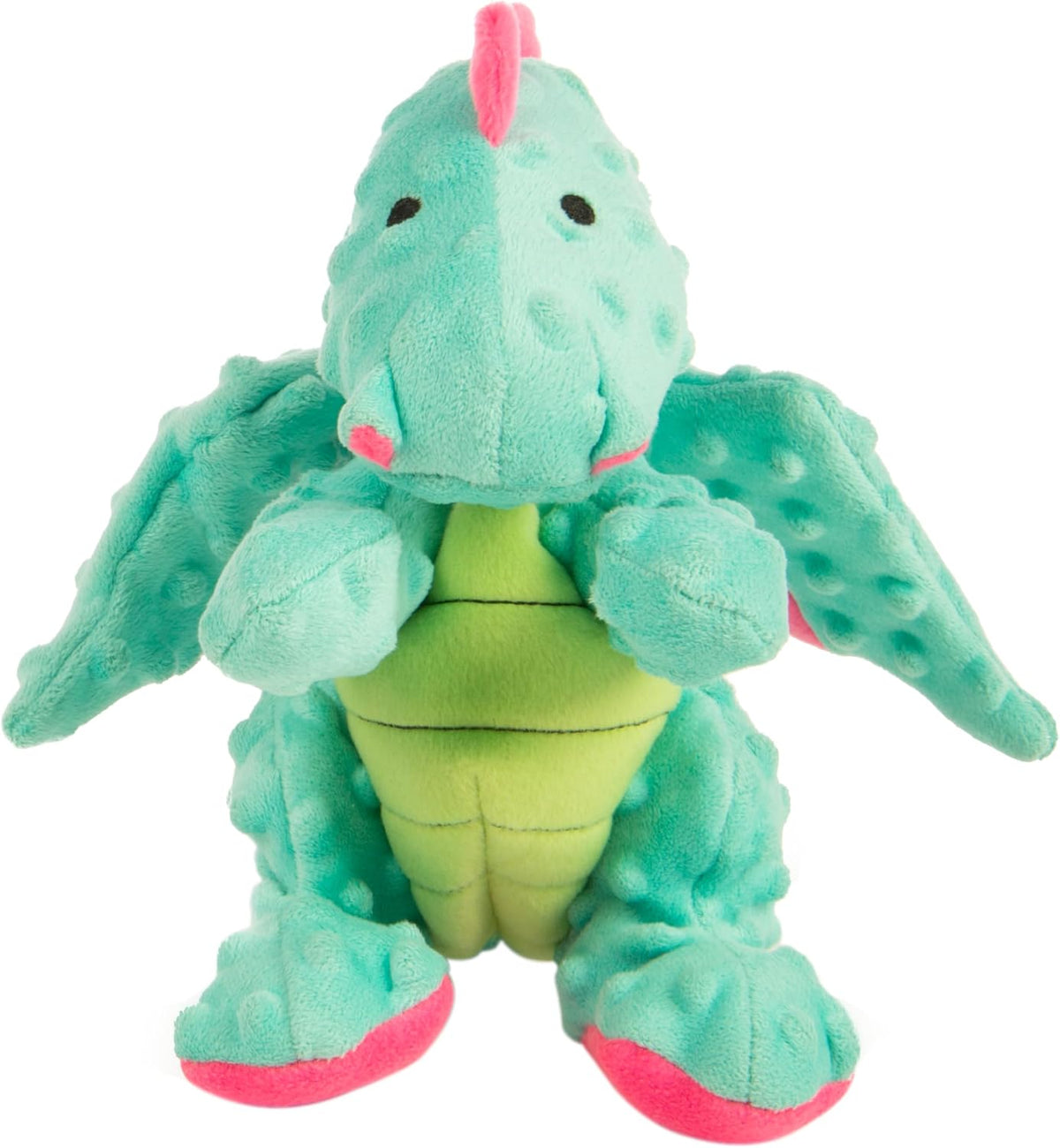 goDog Bubble Plush Dragons Squeaky Dog Toy, Chew Guard Technology - Coral, Large