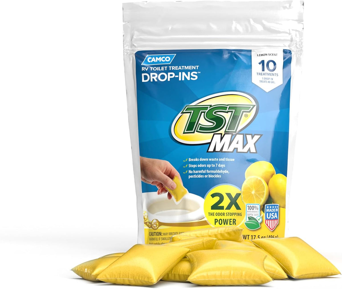 Camco TST MAX RV Toilet Treatment Drop-INs - Orange 30-pk - Made in the USA