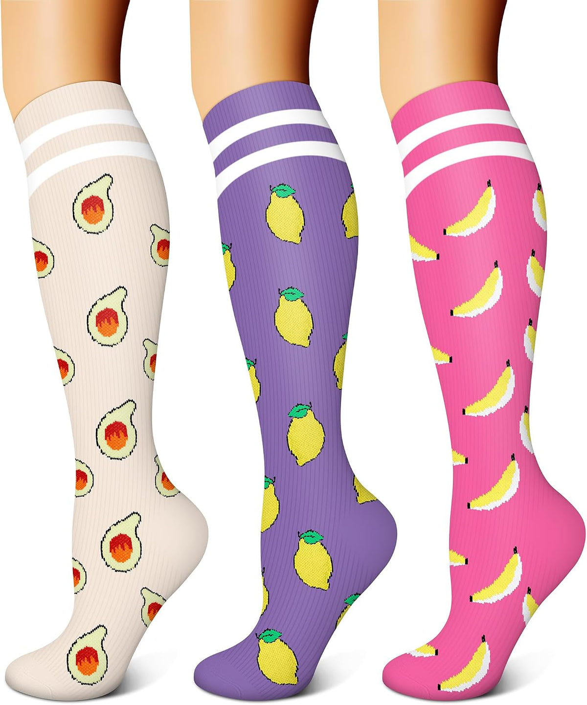 FEYHAY Copper Compression Socks (3 Pairs) 15-20 mmHg Circulation is Best Athletic & Daily for Men & Women, Running, Climbing