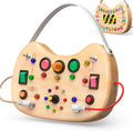 UdoUto Montessori Wooden Busy Board for Toddlers with LED Lights & Switches
