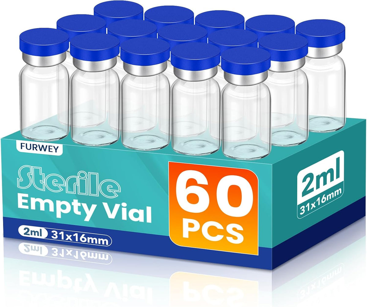 FURWEY 10ML Sterile Vials, Glass Empty Vials for Injection, 20 Pack
